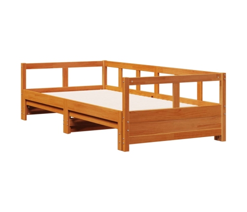 Sofá cama sin colchón madera maciza pino marrón cera 80x200 cm