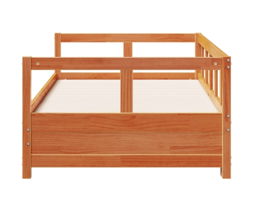Sofá cama sin colchón madera maciza pino marrón cera 80x200 cm