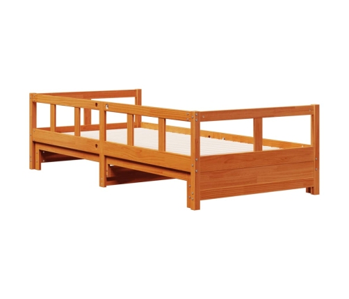 Sofá cama sin colchón madera maciza pino marrón cera 80x200 cm