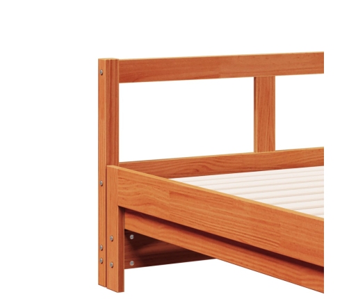 Sofá cama sin colchón madera maciza pino marrón cera 80x200 cm