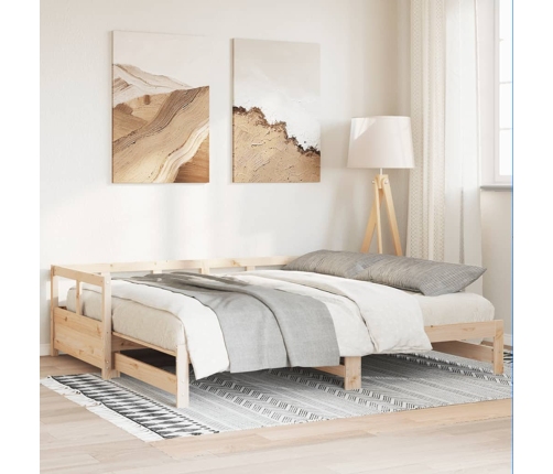 Sofá cama sin colchón madera maciza de pino 90x200 cm