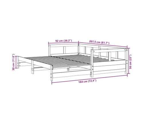 Sofá cama sin colchón madera maciza de pino blanco 90x200 cm