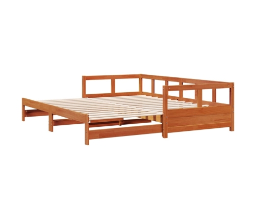 Sofá cama sin colchón madera maciza pino marrón cera 90x190 cm