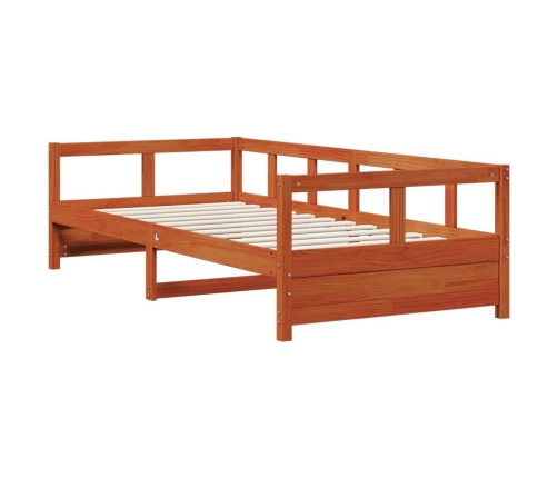 Sofá cama sin colchón madera maciza pino marrón cera 80x200 cm