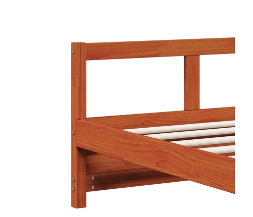 Sofá cama sin colchón madera maciza pino marrón cera 80x200 cm