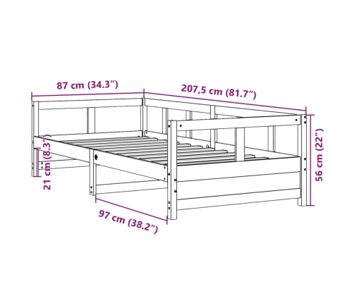 Sofá cama sin colchón madera maciza pino marrón cera 80x200 cm