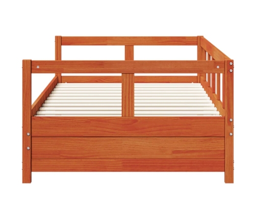 Sofá cama sin colchón madera maciza pino marrón cera 90x200 cm