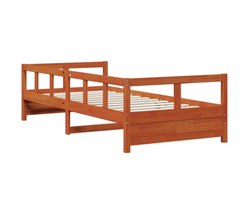 Sofá cama sin colchón madera maciza pino marrón cera 90x200 cm