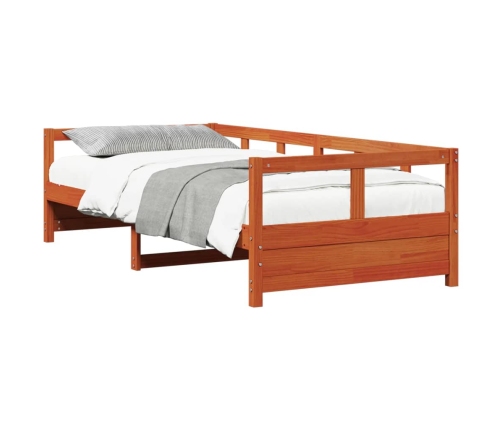 Sofá cama sin colchón madera maciza pino marrón cera 90x190 cm