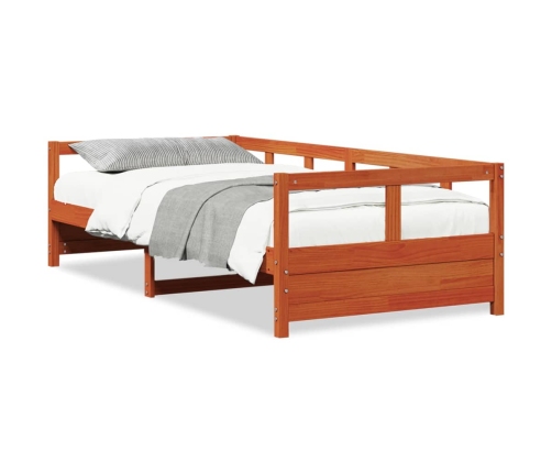 Sofá cama sin colchón madera maciza pino marrón cera 90x190 cm