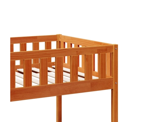 Cama para niños sin colchón madera maciza pino marrón 90x190 cm