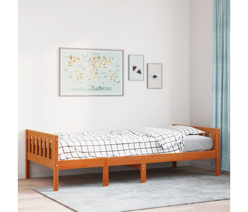 Cama de niños sin colchón madera maciza pino marrón 80x200 cm