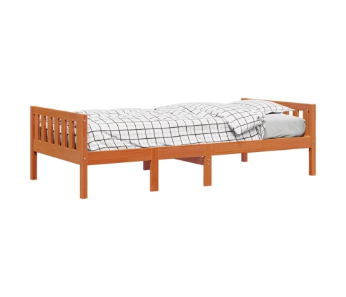 Cama para niños sin colchón madera maciza pino marrón 90x200 cm