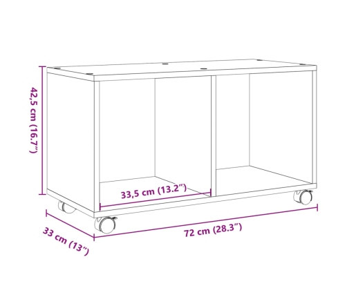 Armario con ruedas madera ingeniería blanco 72x33x42,5 cm