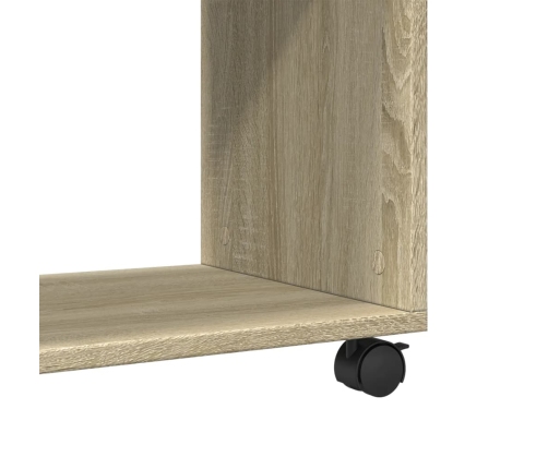 Mesa auxiliar con ruedas madera roble Sonoma 70x35x60 cm