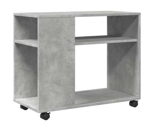 Mesa auxiliar ruedas madera ingeniería gris hormigón 70x35x60cm