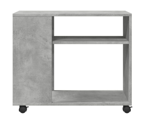 Mesa auxiliar ruedas madera ingeniería gris hormigón 70x35x60cm