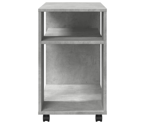 Mesa auxiliar ruedas madera ingeniería gris hormigón 70x35x60cm