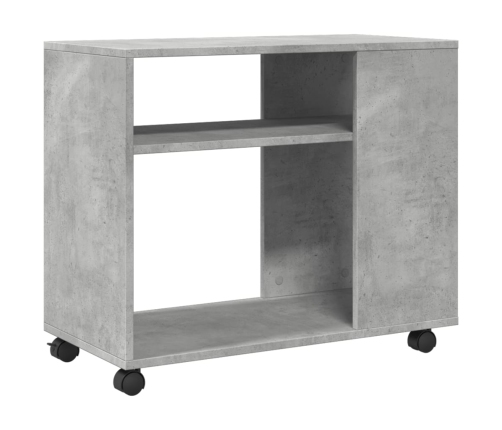 Mesa auxiliar ruedas madera ingeniería gris hormigón 70x35x60cm