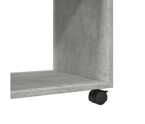 Mesa auxiliar ruedas madera ingeniería gris hormigón 70x35x60cm