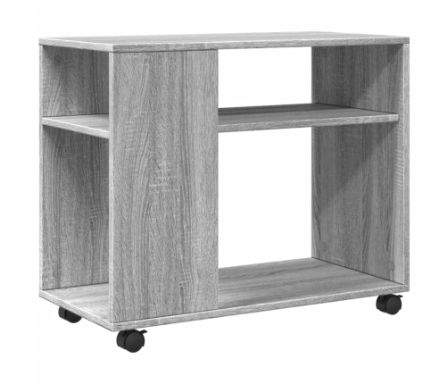 Mesa auxiliar con ruedas madera gris Sonoma 70x35x60 cm