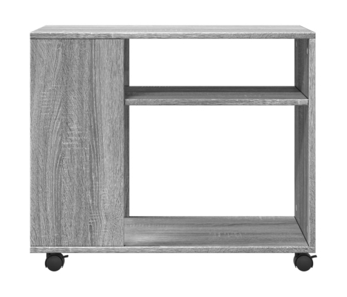 Mesa auxiliar con ruedas madera gris Sonoma 70x35x60 cm