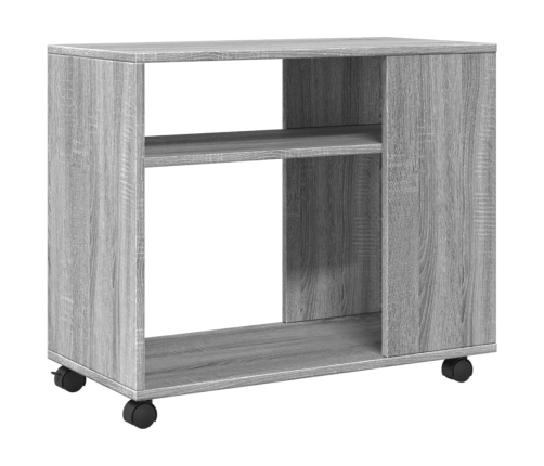 Mesa auxiliar con ruedas madera gris Sonoma 70x35x60 cm