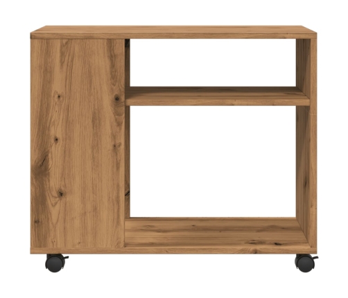 Mesa auxiliar con ruedas madera roble Sonoma 70x35x60 cm