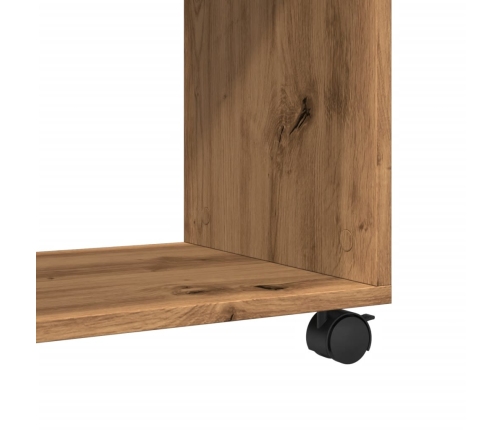 Mesa auxiliar con ruedas madera roble Sonoma 70x35x60 cm