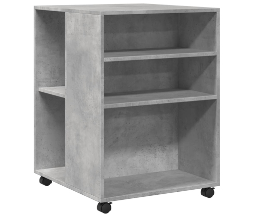 Mesa auxiliar ruedas madera ingeniería gris hormigón 55x60x78cm