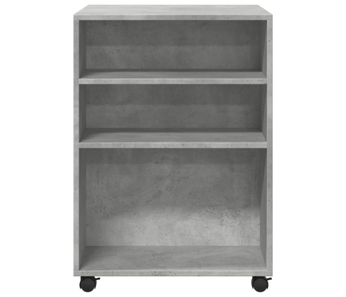 Mesa auxiliar ruedas madera ingeniería gris hormigón 55x60x78cm