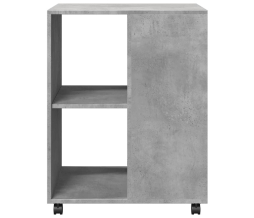 Mesa auxiliar ruedas madera ingeniería gris hormigón 55x60x78cm