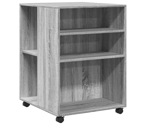 Mesa auxiliar ruedas madera ingeniería gris Sonoma 55x60x78 cm