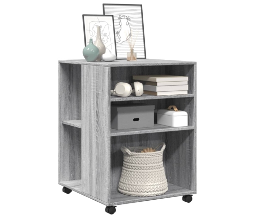 Mesa auxiliar ruedas madera ingeniería gris Sonoma 55x60x78 cm