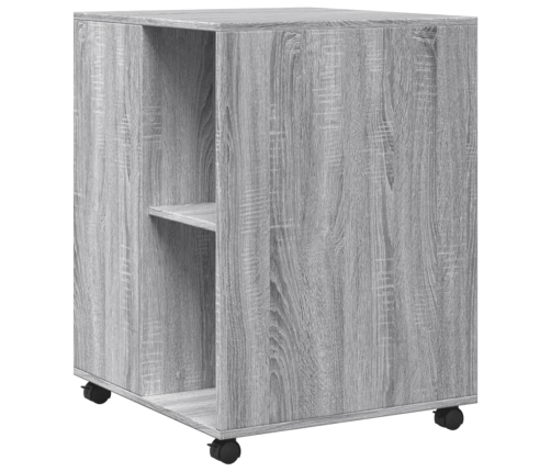 Mesa auxiliar ruedas madera ingeniería gris Sonoma 55x60x78 cm