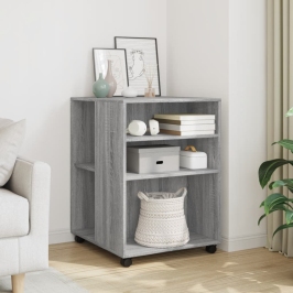 Mesa auxiliar ruedas madera ingeniería gris Sonoma 55x60x78 cm