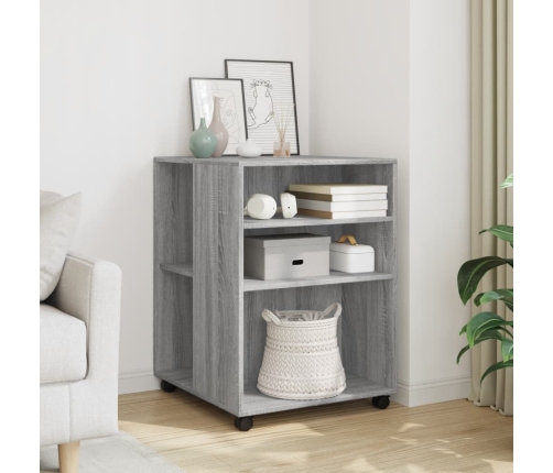 Mesa auxiliar ruedas madera ingeniería gris Sonoma 55x60x78 cm