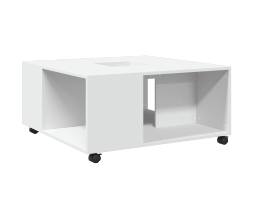 Mesa de centro madera de ingeniería blanca 80x80x40 cm