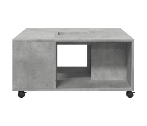 Mesa de centro madera de ingeniería gris hormigón 80x80x40 cm