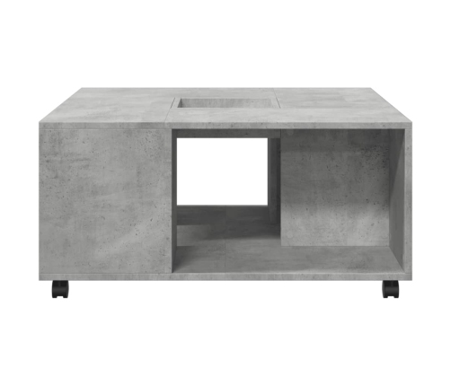 Mesa de centro madera de ingeniería gris hormigón 80x80x40 cm