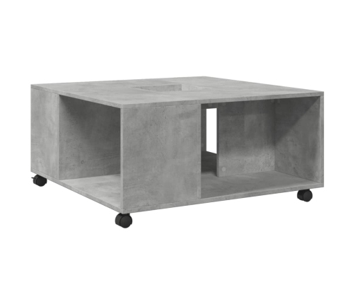 Mesa de centro madera de ingeniería gris hormigón 80x80x40 cm