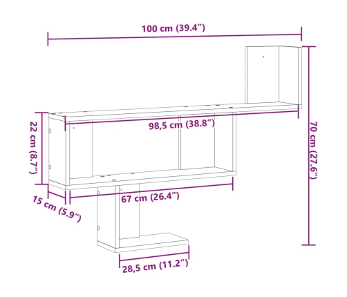 Estante de pared madera de ingeniería blanco 100x15x70 cm