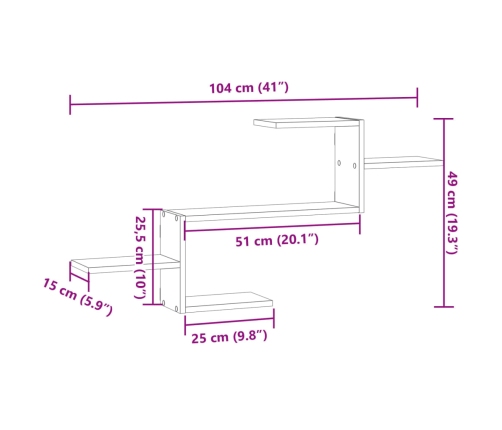 Estante de pared madera de ingeniería blanco 104x15x49 cm