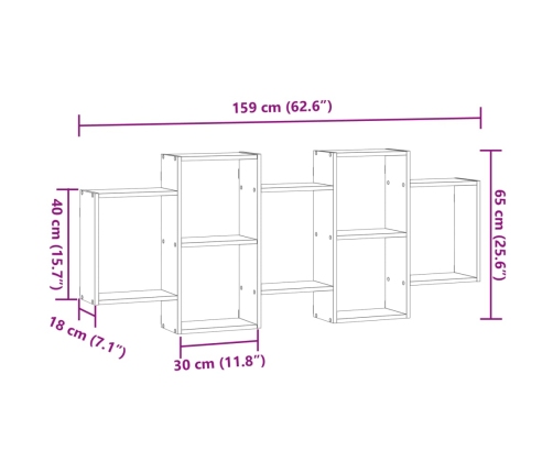 Estantería de pared madera de ingeniería negra 159x18x65 cm