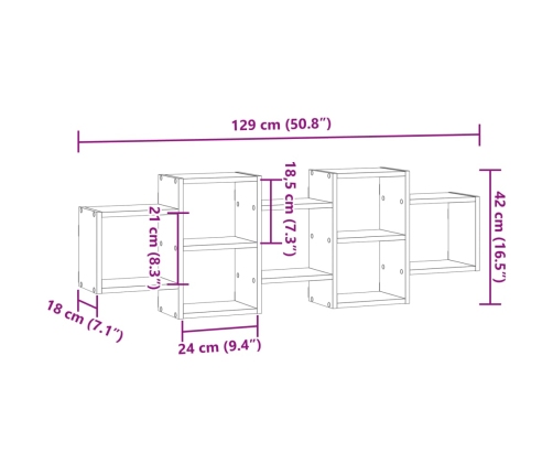 Estantería de pared madera de ingeniería blanca 129x18x42 cm