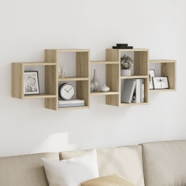 Estante de pared madera ingeniería roble Sonoma 129x18x42 cm
