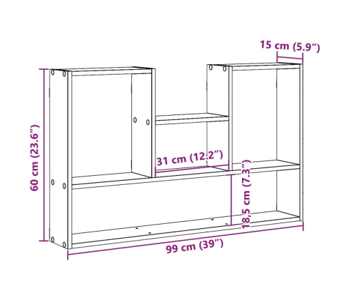 Estantería de pared madera de ingeniería blanco 99x15x60 cm