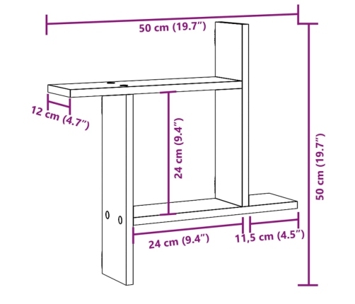 Estantes de pared 2 uds madera ingeniería marrón 50x12x50 cm