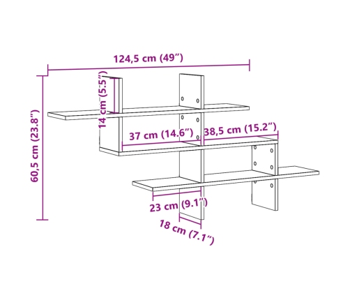 Estantería de pared madera ingeniería blanca 124,5x18x60,5 cm