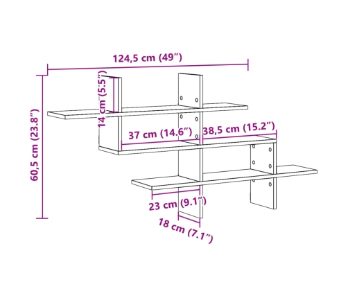 Estantería de pared madera de ingeniería negra 124,5x18x60,5 cm